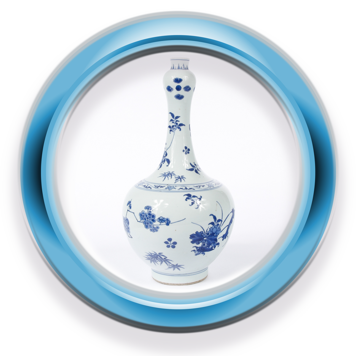 CHINESE BLUE AND WHITE PORCELAIN VASE, CIRCA 1640
